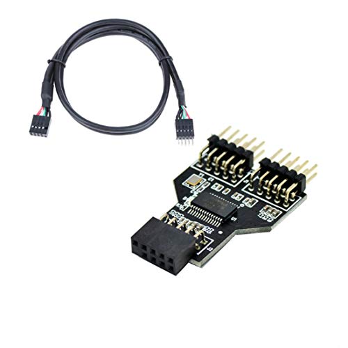 JMT 9 Pin USB Header Female 1 to 2 Male Board 9-Pin USB HUB USB 2.0 9 Pin Connector Adapter for RGB Splitter with 30cm 60cm Cable (with 30cm Cable,1 PCS)