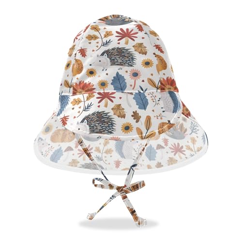 Jungle Animals Hedgehog Pumpkin Wildflower Toddlers Sun Hat Boys Bucket Hats Girls UPF 50+ Protection Adjustable Travel Essentials