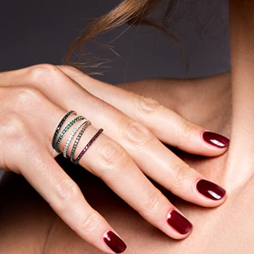 Santuzza 925 Sterling Silver Stackable Ring Engagement Wedding Band Stacking Ring for Women4