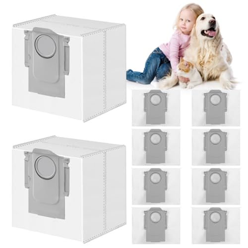 VIEWALL 10 Stück Staubbeutel für Roborock Q5 Pro+/Q5+/S8 Pro Ultra/S8+/S7 MaxV Ultra/S7 Pro Ultra/ Q7 Max+/Q7+/Q8 Max+ Staubsauger Absaugstation,Hohe Kapazität Staubsaugerbeutel Ersatzteile 3L