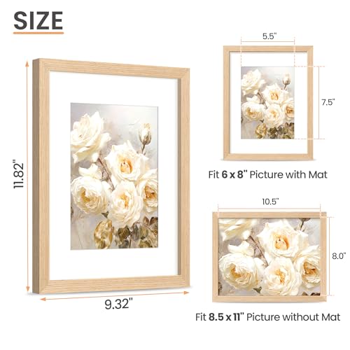 Image of upsimples 8.5 By 11 Picture Frame Solid Wooden, Nursery Decor, 1Pcs Natural