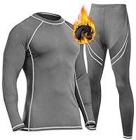 UNIQUEBELLA Mens Thermal Underwear Set Long Sleeve Tops Long Johns Thermal Base Layer Bottom Fleece Lined Quick Drying