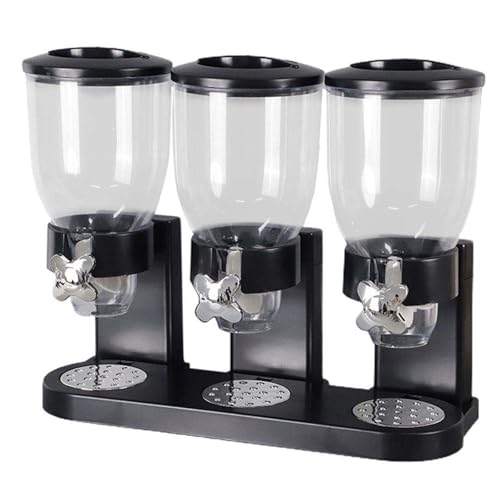Qiraoxy Dispensador hermético de alimentos de gran capacidad de 6 litros, recipientes de almacenamiento de cereales secos triples de alta calidad con tapas de bloqueo, sin BPA y seguro para alimentos