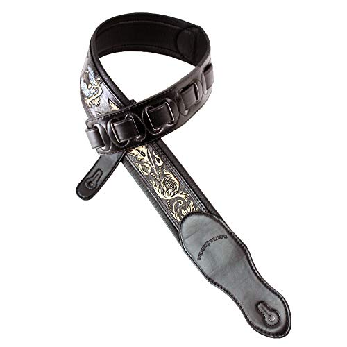 Walker & Williams KB-04-BLK Sangle de guitare rembourrée en cuir avec aigle américain et feuilles de chêne Noir semi… - Les Beatles, Paul McCartney, John Lennon, RIngo Starr, George Harrison Walker & Williams KB-04-BLK Sangle de guitare rembourrée en cuir avec aigle américain et feuilles de chêne Noir semi… – Image 7