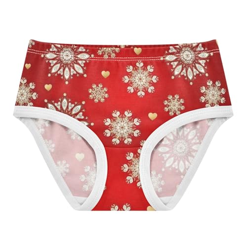 Cotton Toddler Underwear Floral Gold White Snowflakes Christmas Red Panties Little Girl Artistic Briefs Girls Undies 2t