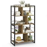 オープンシェルフ ラック 棚 5段 DEWEL 幅75cm オープンラック おしゃれ 収納棚 本棚 木製 スチールフレーム 木目調 ディスプレイラック シェルフ フラワースタンド 飾り棚 キッチン収納 北欧 1年保証 幅75×奥行35×高さ