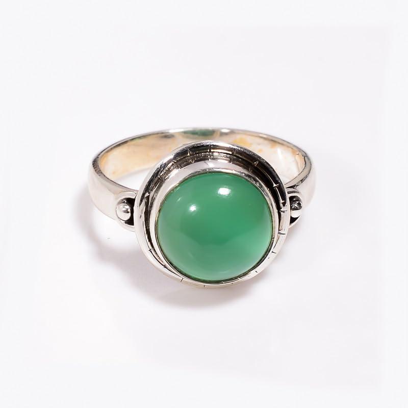 Bague en argent 925 bague anti-ternissement avec onyx vert véritable durable