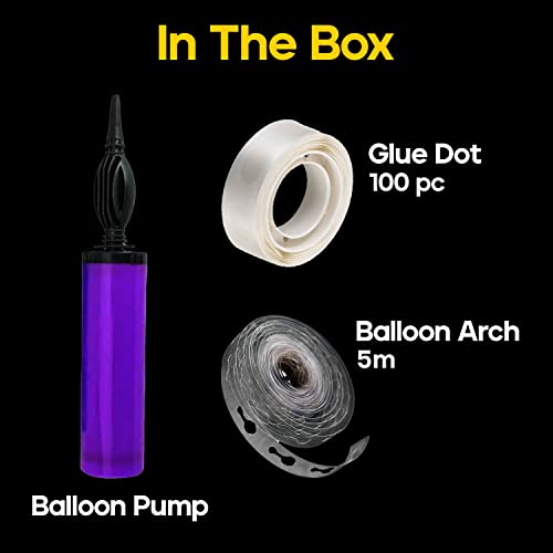 Image of Just Party Hand Held Balloon Air Pump Inflator for Pastle Balloons, 5 Meter Balloon Arch Kit & 1 Roll of 100 pc Removable Glue Dot for Decoration of Birthday /Anniversary /Engagement