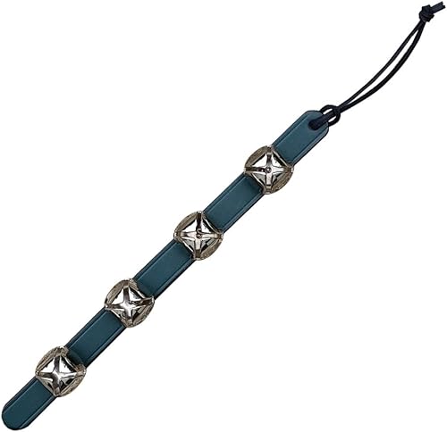 Miniatura 12 de RRD - Campanas colgantes de trineo para puerta 4 campanas colgantes de latón en correa de cuero negro Cascabel multiusos para puerta de trineo de