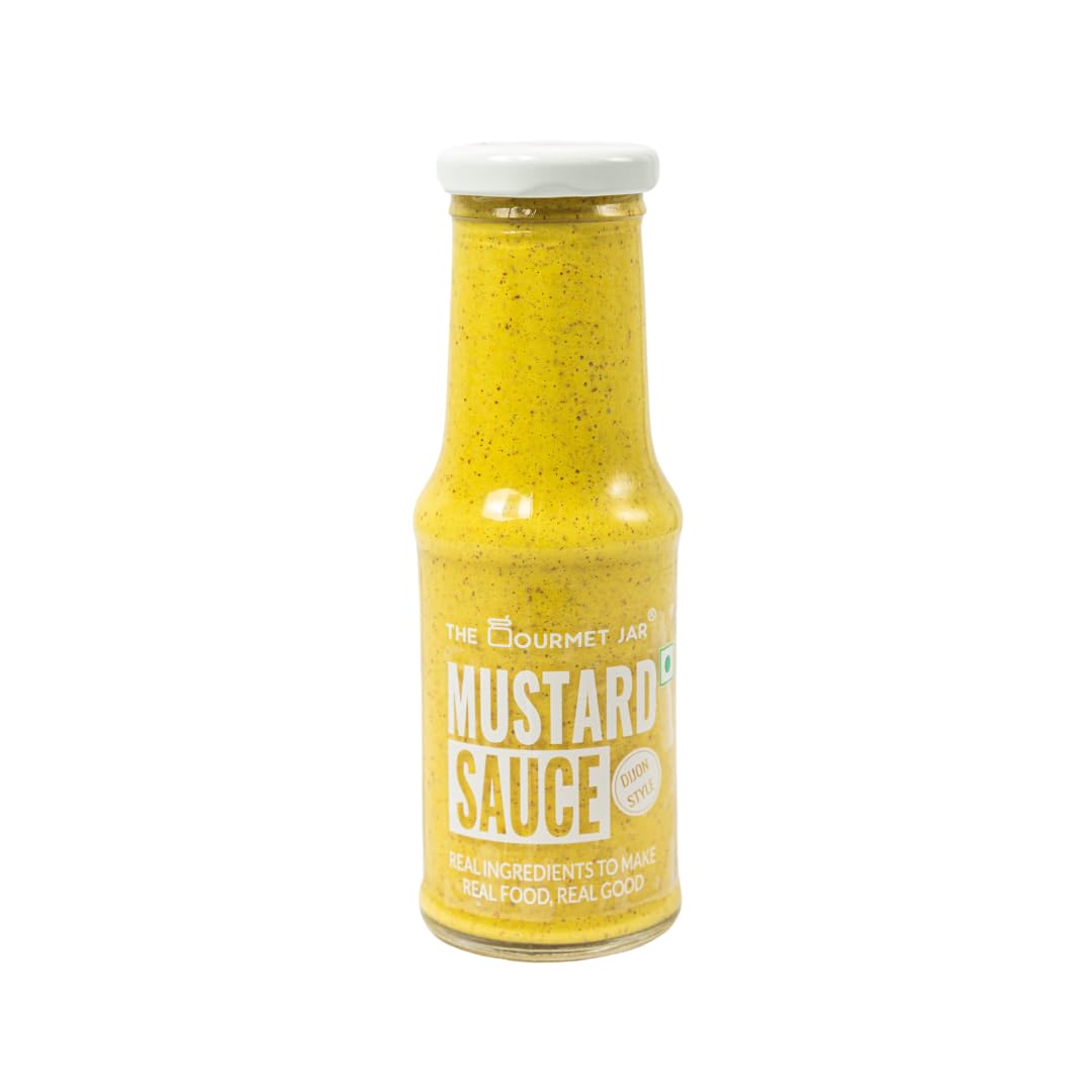 The Gourmet Jar Mustard Sauce 210g | 100% Natural, No Preservatives, No Artificial Colors, No Artificial Flavouring agent | No Refined Sugar| Gluten- free| Strong & Smooth |Perfect for sandwiches, burgers & hot dogs| Pack of 1