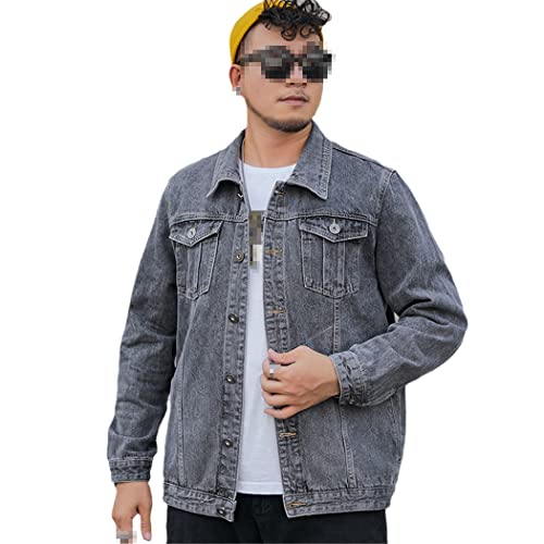Veste en jean pour homme grande taille coloris gris coupe ample décontractée taille L
