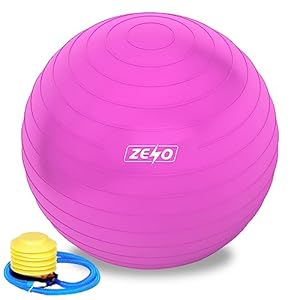 ZENO Exercise Ball for Stability, Yoga, Pilates & Balance – Anti Slip with Quick Foot Pump