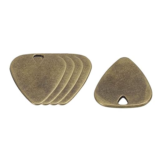 sourcing map Guitarra Púas 1,8mm Grosor Metal Bronce para Guitarra Musical Instrumento Paquete de 5