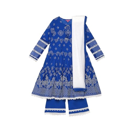Image of BIBA Cotton Printed Regular Semi-Formal Kurta With Palazzo And Dupatta