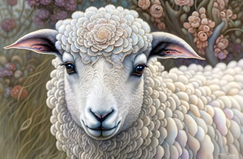 Toile murale Creepy Lamb encre de chine aquarelle noire impression haute définition 50x70