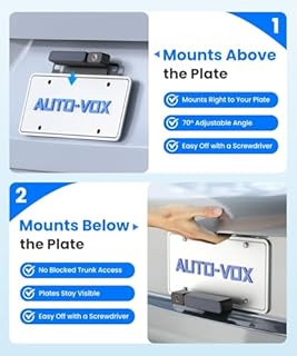 AUTO-VOX Solar Wireless Backup Camera with 5" 1080P Monitor: 5000mAh Battery 2 Mins DIY Installation & 2 Split Screen Back Up Camera, IP69K Waterproof Reverse Camera for Car, Van, SUV, Truck, Trailer