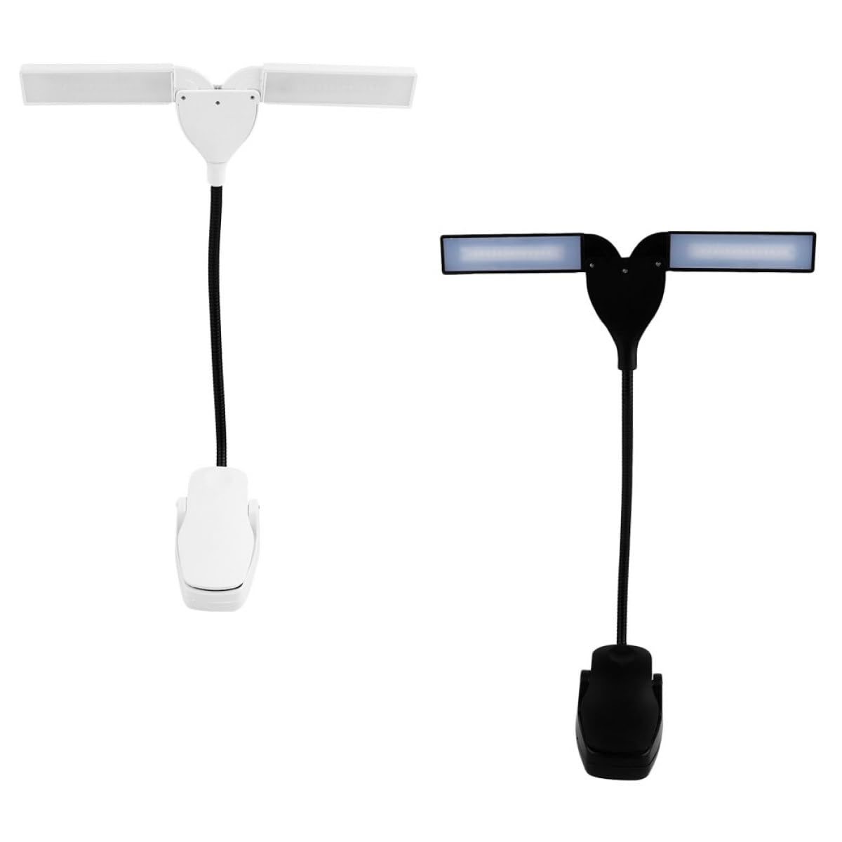 SHINEOFI Lampada da Pianoforte LED a Clip, Lampada da Lettura Luce Regolabile a 3 Livelli, Protezione Occhi, Luce Uniforme per Studio e Pratiche Musicali, Set da 2 Pezzi Nero e Bianco