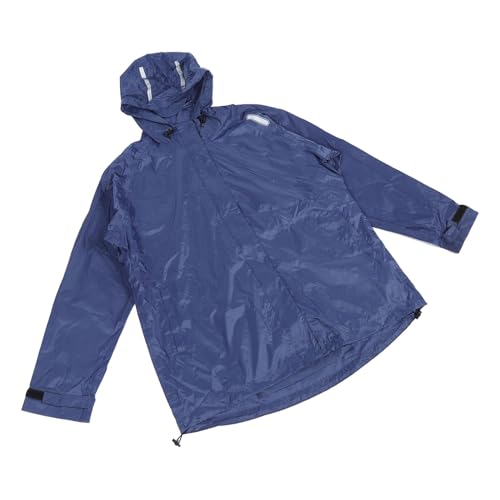 Jaqueta de Chuva Masculina, Corta-vento Leve à Prova D'água Com Listras Refletivas, Capuz, Punhos A