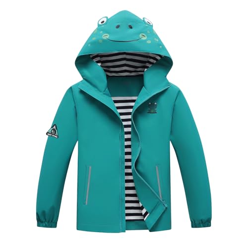 Image of MGEOY Girls Rain Jacket Lightweight Waterproof Hooded Cotton Lined Raincoat Windbreaker for Kids Size 4-12 Years
