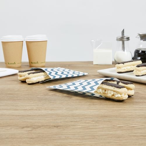 Restaurantware-7 x 5 Inch Cookie Bags, 100 Paper Treat Bags - Use As Party Favors Or Candy Bags, Navy Blue With Zig Zags Paper Food Bags For Baked Goods, For Buffets Or Parties - Thumbnail 6