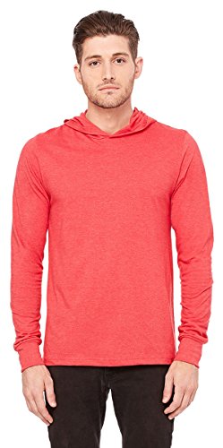 Bella + Canvas Unisex Jersey Long-Sleeve Hoodie, Small, HEATHER RED2
