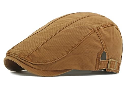 Image of Cotton Newsboy Cap for Men Flat Hats Adjustable Ivy Gatsby Driving Hat Cap