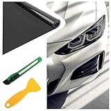12×47 Inch Car Headlight Tint Film,Self-Adhesive Tail Light Tint Film Kit with Squeegee & Cutter,Universal Taillight Tints Films Automotive Exterior Accessories for Car Fog (Gloss Black)