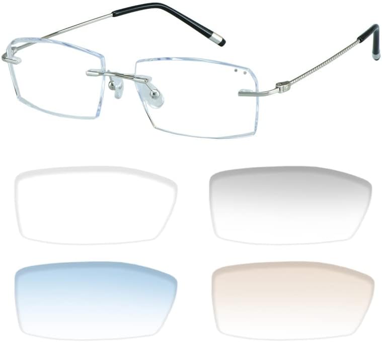 VisionGlobal Lentes de lectura con bloqueo de luz azul sin montura con lente personalizada que reducen la fatiga ocular con diamantes elegantes para disponible en Yaxa Costa Rica
