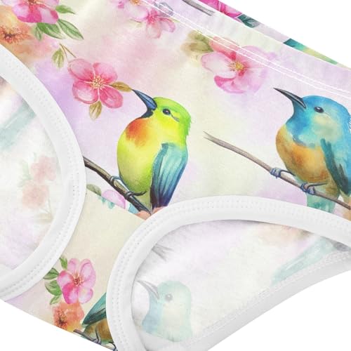 Joisal Watercolor Birds Vibrant Flowers Panties Little Girl Toddler Underwear Floral Cotton Cartoon Briefs Undies Kids 2t4