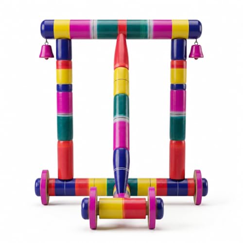 Image of Traditional Wooden Baby Walker for 9-18 Months | Nadavandi Push Walker for Kids | Handmade Push Walker | Baby Push Wagon & Activity for First Steps | Sturdy & Safe for Baby (Multicolor)