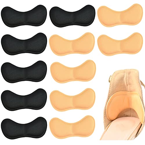 PKOUVOO 6 Pares Almohadilla de Talón Almohadillas de Espuma Para Talón, Talón de las Plantillas del Zapato Plantillas Autoadhesivas de Zapato Protector de Cuidado de Pies (negro + caqui) Cover
