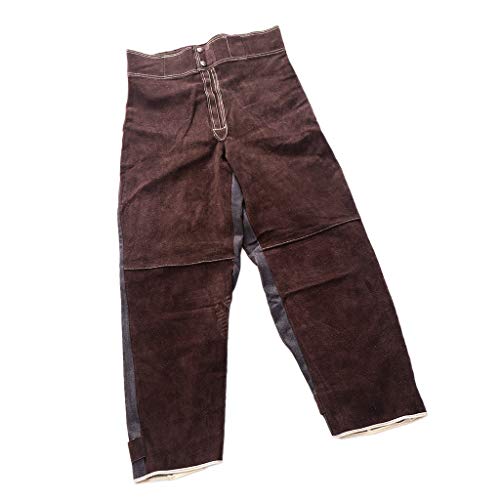 H HILABEE Saldi Di Lavoro Di Saldatura In Pelle Di Vacchetta, Pantaloni/Giacca Per Saldatori Saldatura Di Lavoro Protettivo, Ignifughi Per Uomo Donna, A Scelt - Pantaloni Marroni L