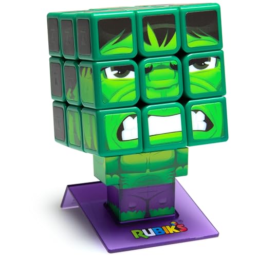 Rubik's Cube, Hulk Cuber, Marvel Collectible Fidget Toy & Desk Decor, Problem-Solving Brain Teaser, Classic Color-Matching Puzzle, Fidget Toy, Sensory Puzzle for Fans of Marvel Rivals Ages 8 & Up