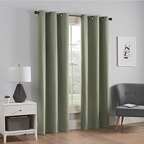 Image of ECLIPSE Microfiber Total Privacy Blackout Thermal Grommet Window Curtain for Bedroom (1 Panel), 42 inch x 63 inch, Moss