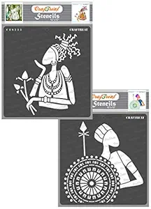 Tribal Stencils for Wall Painting for Living Room - Lonely Woman and Man Stencil Set (2Pcs) - Size:12X12 Inches - Man and Woman Stencil for Craft and Art - African Stencil