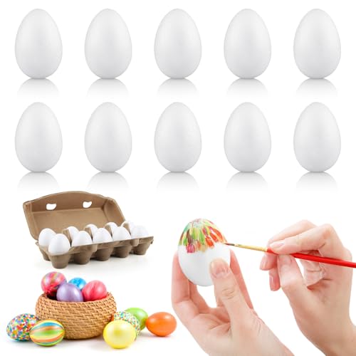 FainFun Ostereier zum Bemalen Styroporeier Plastikeier zum Befüllen Eier Bemalen für Ostern Dekoration Basteln Geschenk (A10 6cm)
