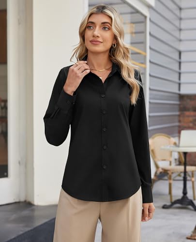 Button Down Shirts for Women Long Sleeve V Neck Button Up Shirt Women Business Casual Blouses Fit Work Tops2