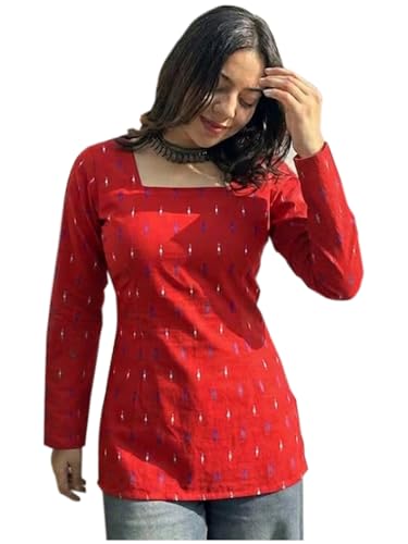 Image of ANNI Designer Cotton Short Kurti for Women | Stylish Kurti | Short Kurti Top | Casual Kurta for Women | Comfortable Cotton Kurtis for Womens