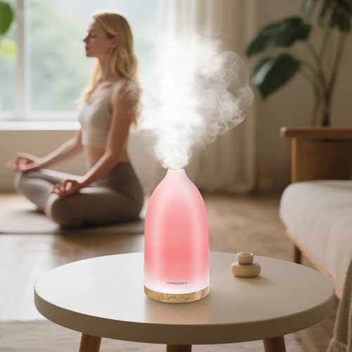 Image of URPOWER Essential Oil Diffuser with 7 LED Color Changing Lights, Timer & Auto-Off - Ultrasonic Aromatherapy Fragrant Oil Humidifier Vaporizer Scent Diffusers for Home, Bedroom, Office, Yoga