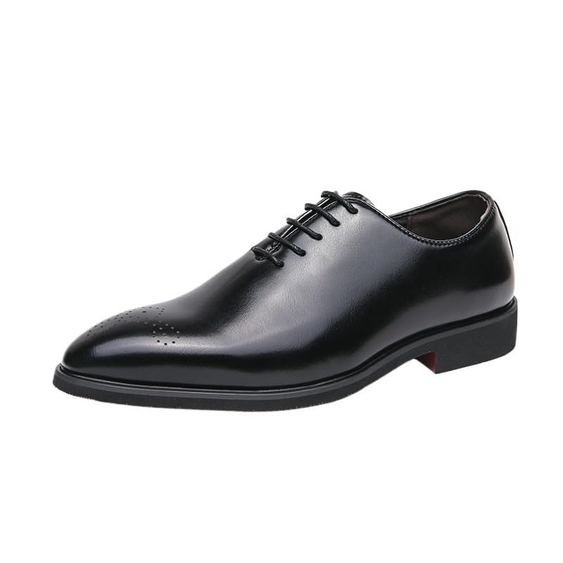 Men's Business Shoes Men's Oxfords for Daily Wear Wingtip Dress Shoes for Business & Longevity(Black,8.5)