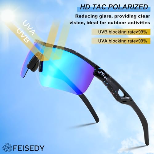 Image of FEISEDY Kids Polarized Sports Sunglasses, TR90 UV400 Baseball Cycling | LightWeight Wrap-Around for Boys Girls, TAC Polarized Lens blocks 100% UVA /UVB, Baseball /Softball /Cycling /Running B2454