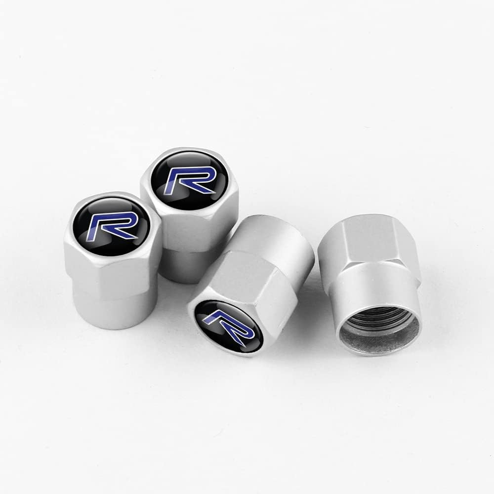 LyTTuu Auto Cappucci delle Valvole per Volvo R Logo V40 V60 C30 S60 S80 S90 XC60,Tappi Valvole Pneumatici Coprivalvole Parapolvere Cappuccio Tappini Cerchioni Accessori,Black