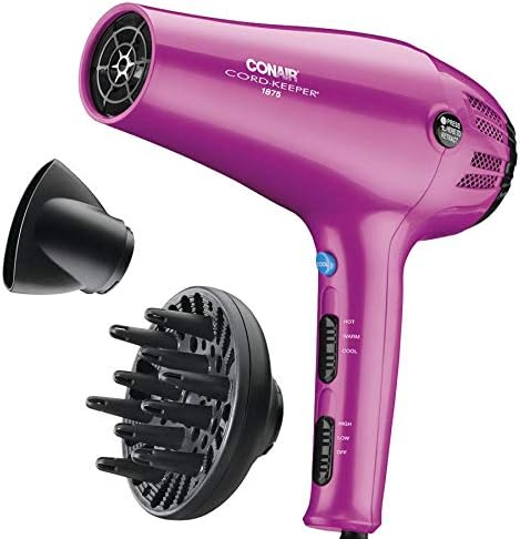 Conair Hair Dryer with Retractable Cord, 1875W Cord-Keeper Blow Dryer
