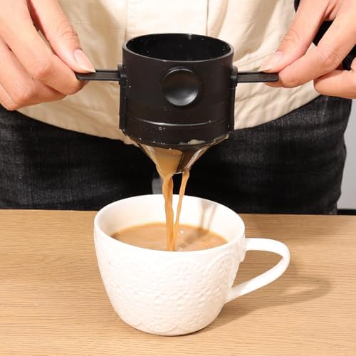 1set Coffee Filter Cup Portable Pour Over Coffee Maker Set with Stainless Steel Mug Collapsible Filter for Travel,7 * 7 * 9.5cm — view 3