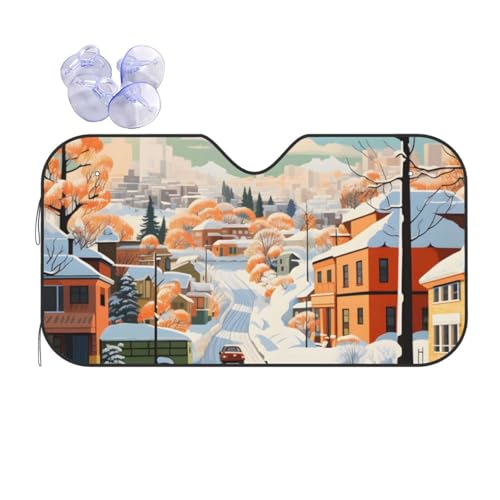 Pare-soleil de voiture ville enneigée pour garder votre habitacle frais en été
