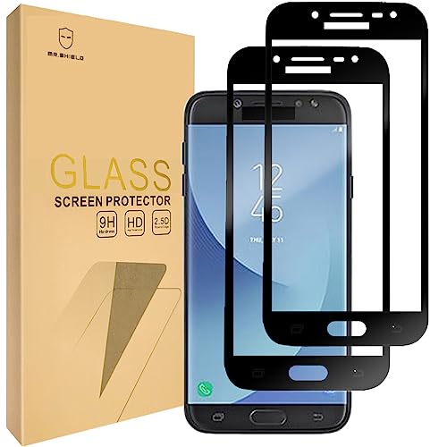 Mr.Shield [2-PACK] Designed For Samsung Galaxy J5 Pro [Tempered Glass] [Full Cover] [Black] Screen Protector with Lifetime Replacement