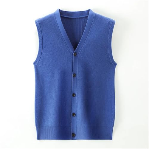 Men's V Neck Button Front Sweater Vest Classic Solid Sleeveless Business Pullover Soft Warm Waistcoat3