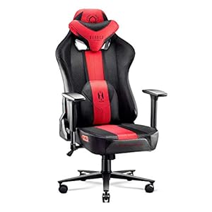 Diablo X-Player 2.0 Gaming Stoel Gamestoel Bureaustoel 3D-Armleuningen Stof Ergonomisch ontwerp Nek/lendekussen Kantelfunctie Antraciet-Rood King (XL)