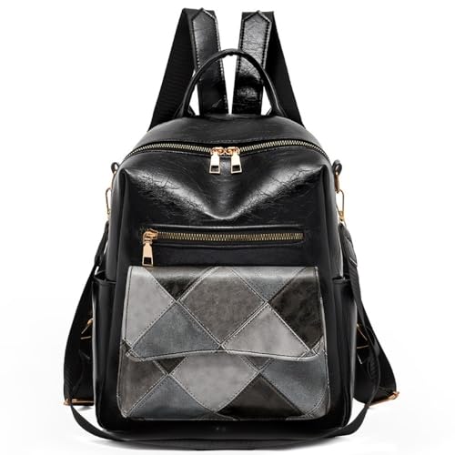 Sac à dos patchwork rétro en tissu grande capacité et confortable