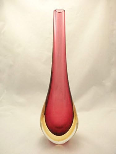 Murano Glass Ruby/Amber Somerso Gocce Vase